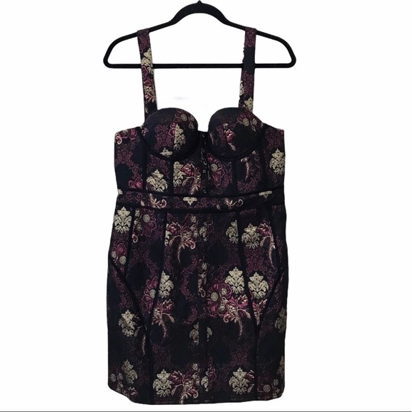 LPA 447 Metallic Damask Sleeveless Mini Dress - Picture 2 of 7